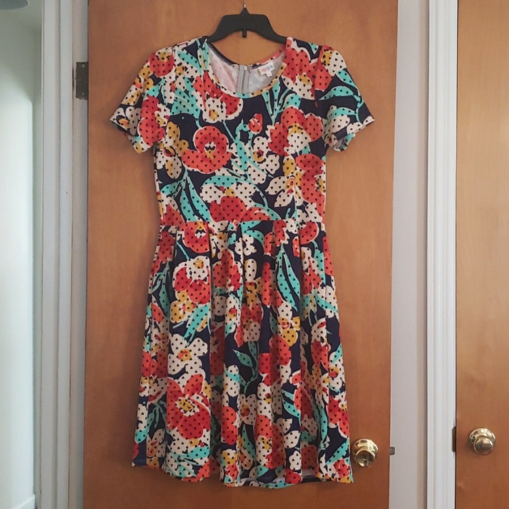 Lularoe Amelia Xl Womens Dress Floral Flowers EUC